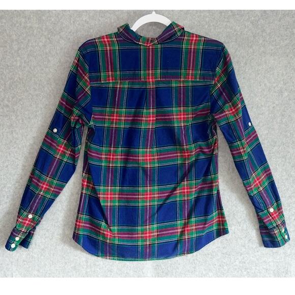 Vineyard Vines | Size: 8 | Plaid Flannel Tunic top Roll Tab Sleeve coastal beach - Picture 2 of 7